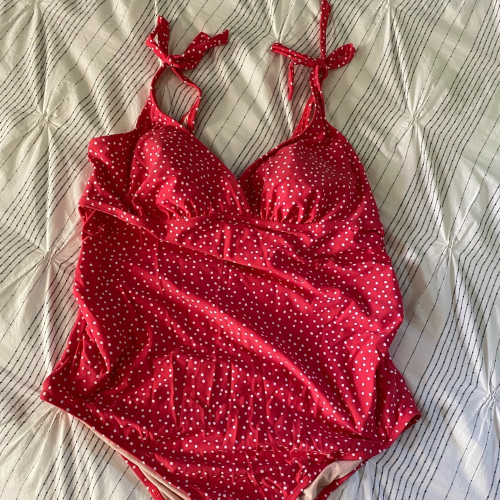 NWOT Red Polka Dot Maternity Bathing Suit